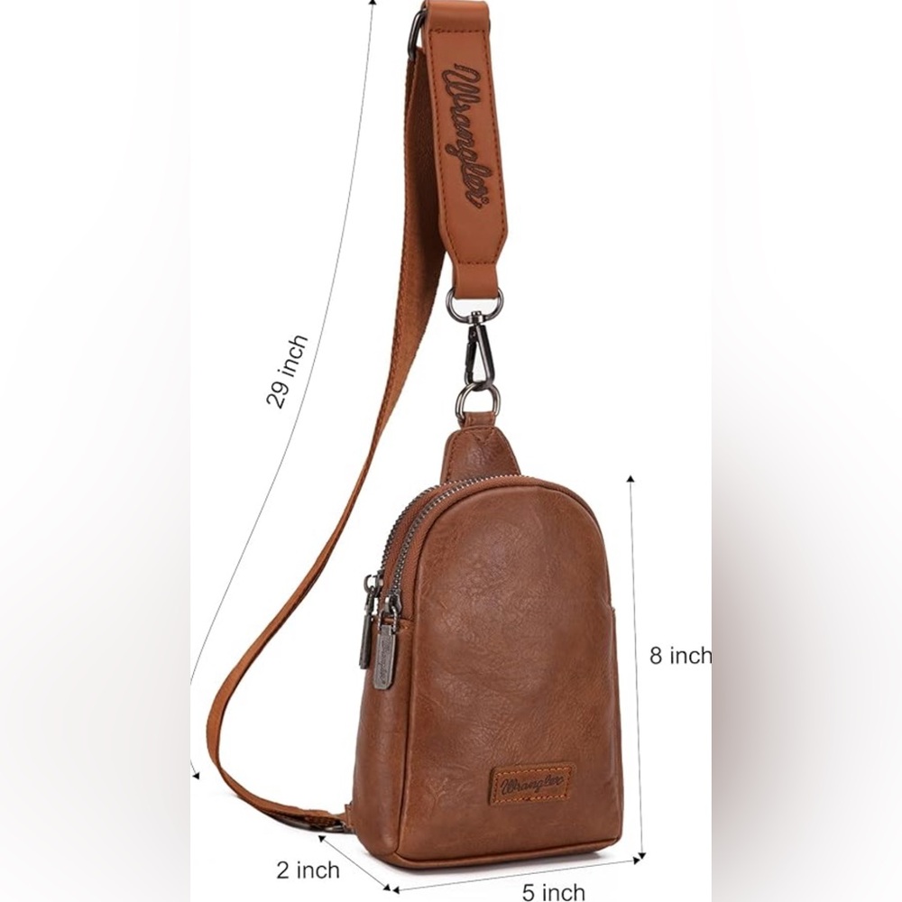 Wrangler Tan Leather Crossbody Bag
